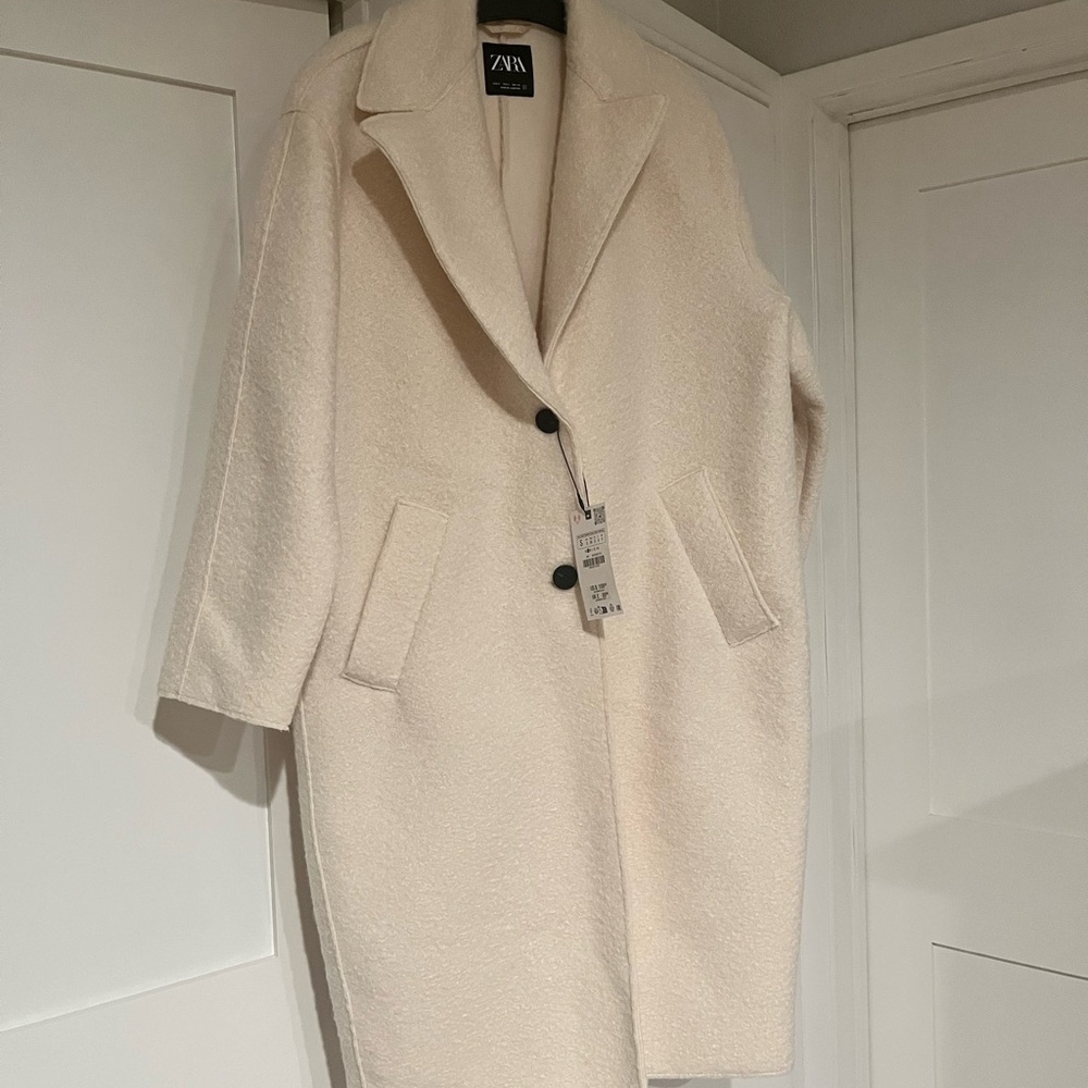 Zara Women's Cream Teddy Coat